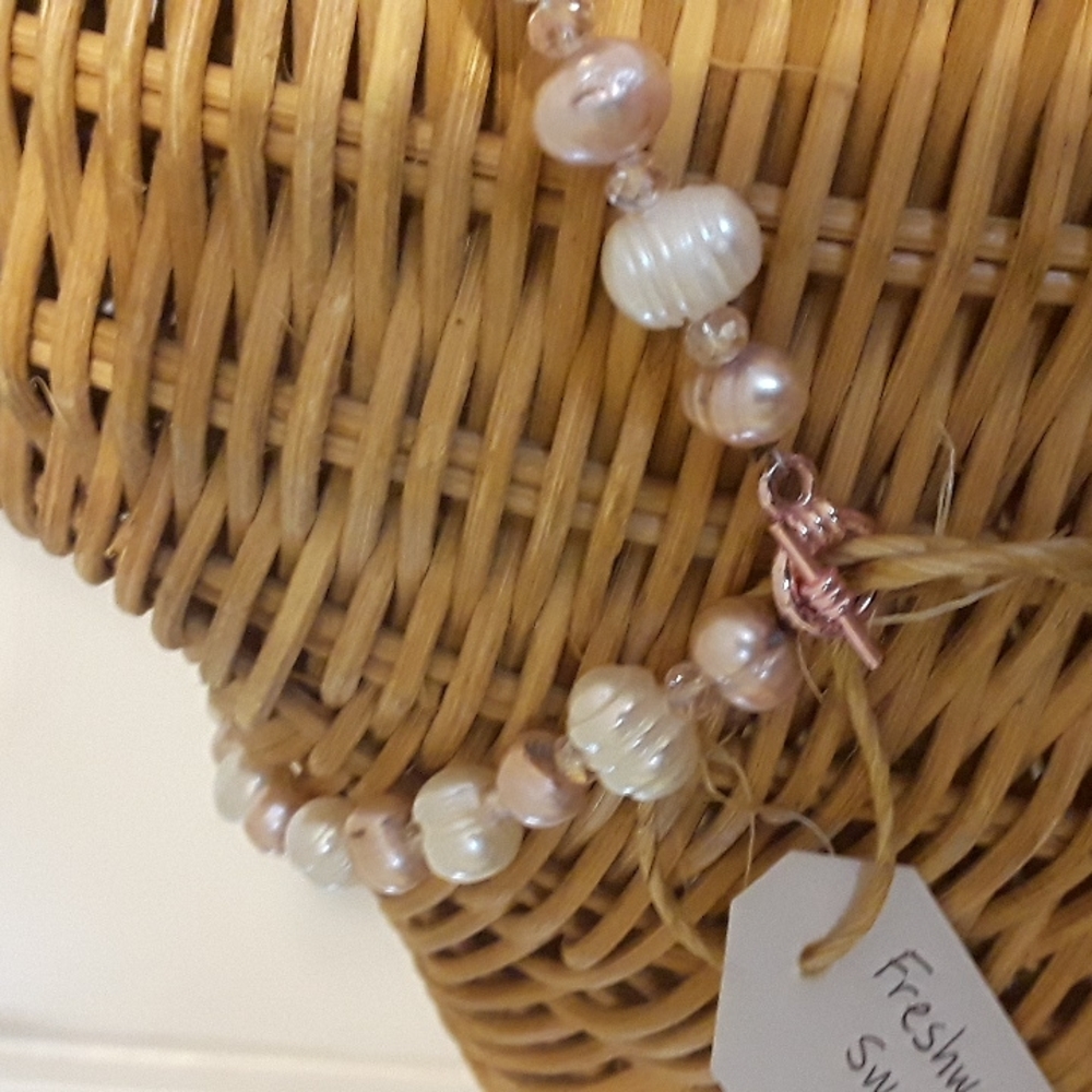 Handmade Sea Goddess statement necklace freshwater pearls, Abalone shell Artisan - Picture 8 of 10